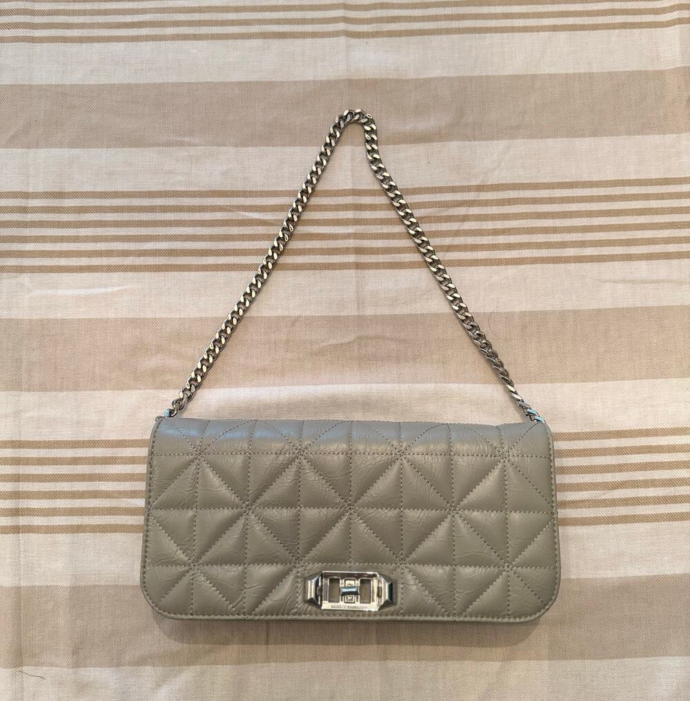 Rebecca Minkoff NWT | gray Deco quilted clutch handbag purse, silver accents